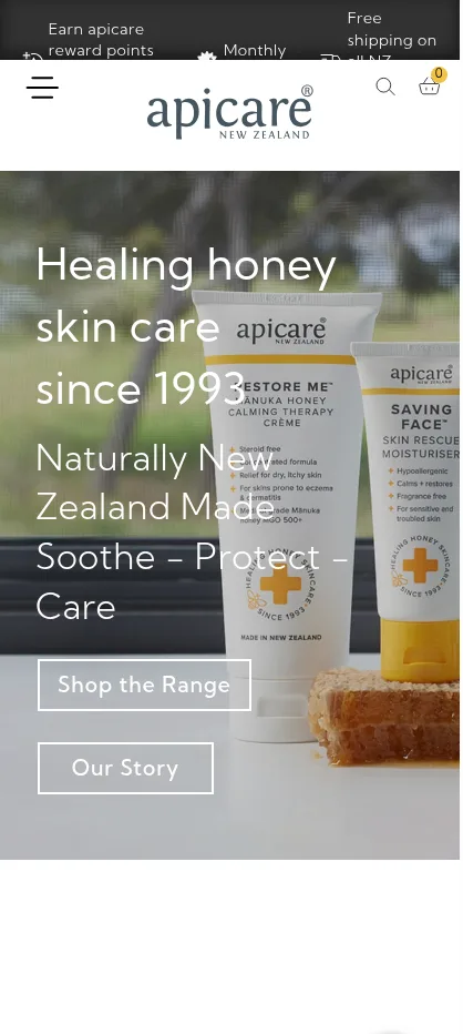 Apicare website on a phone