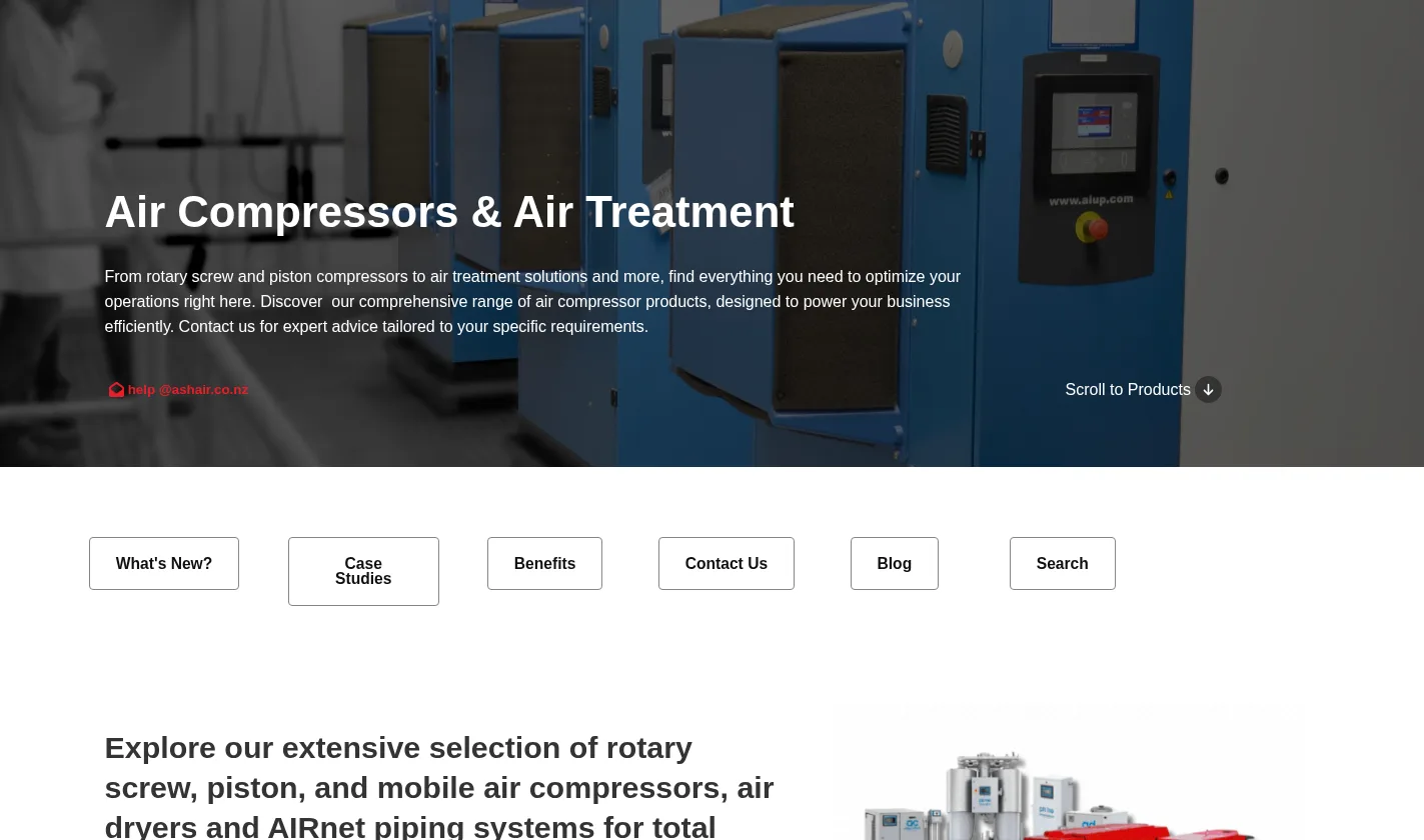 Ash Air product category navigation