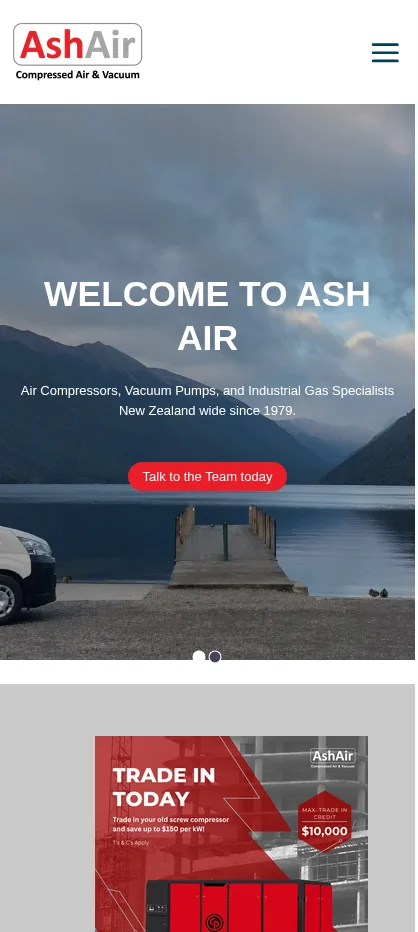 Ash Air website on a phone