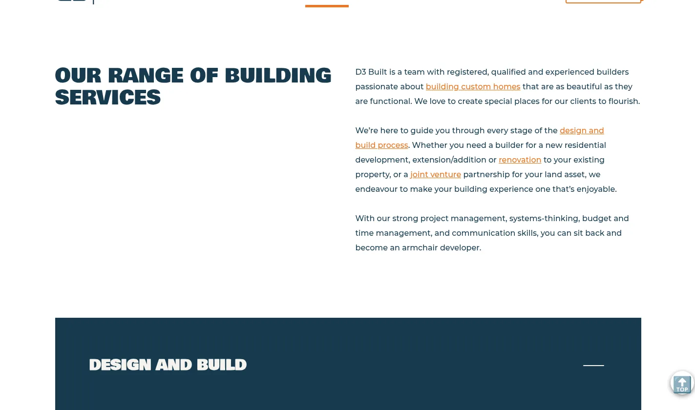D3 Built services page