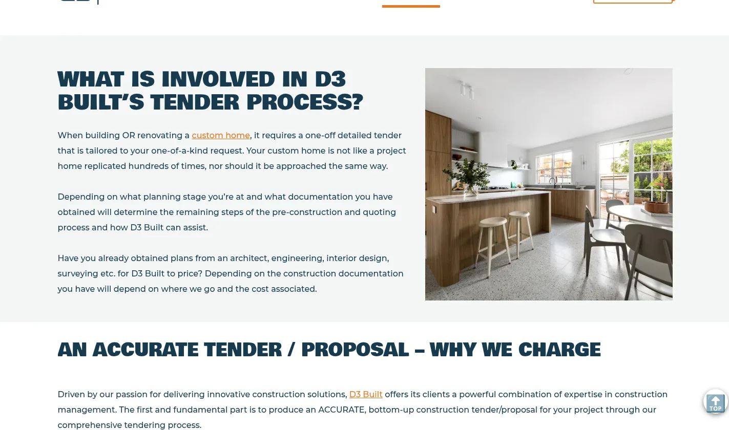 D3 Built tender process page