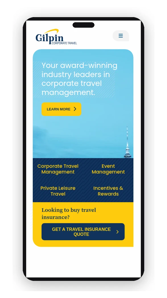 Gilpin website on a phone