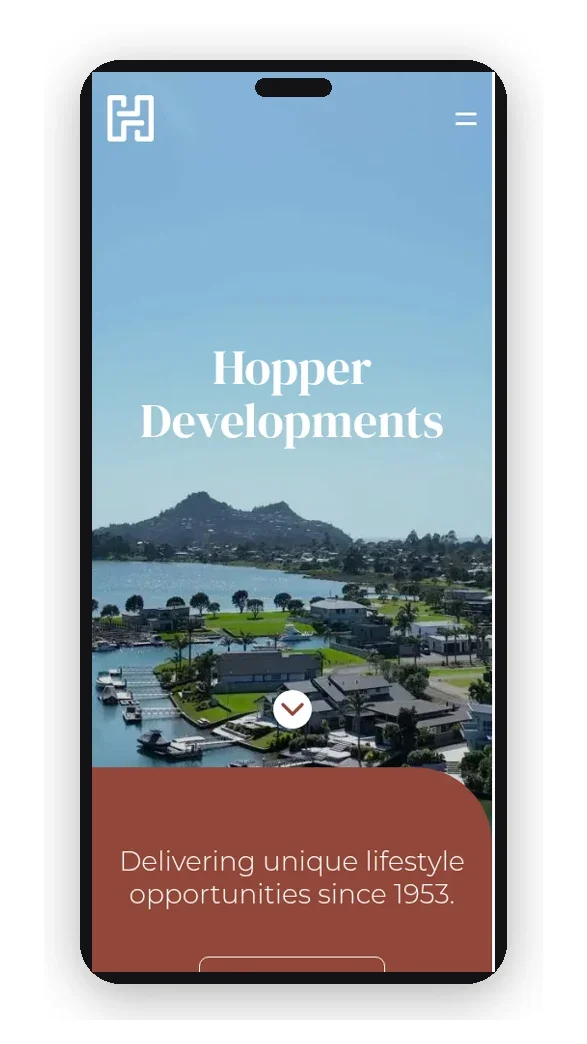 Hopper Developments website on a phone