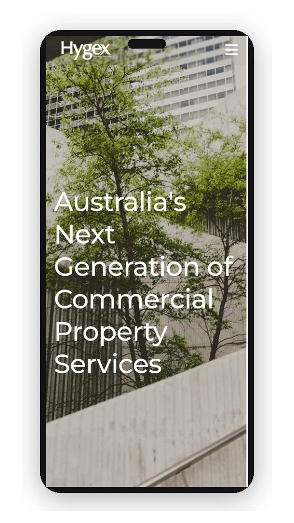 Hygex website on a phone