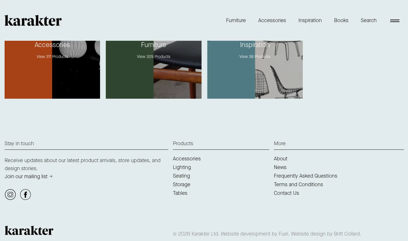 Karakter product categories