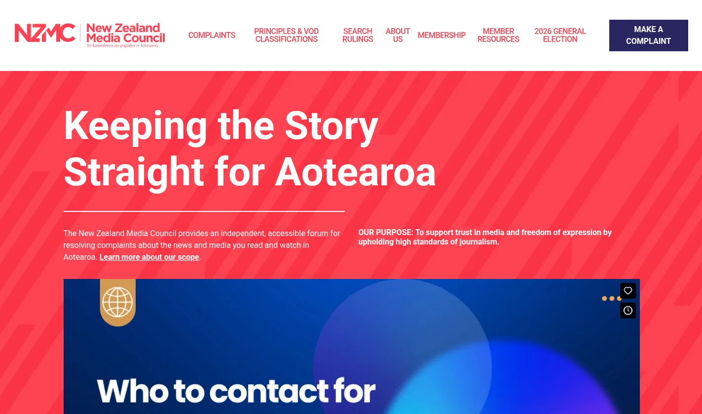 New Zealand Media Council website