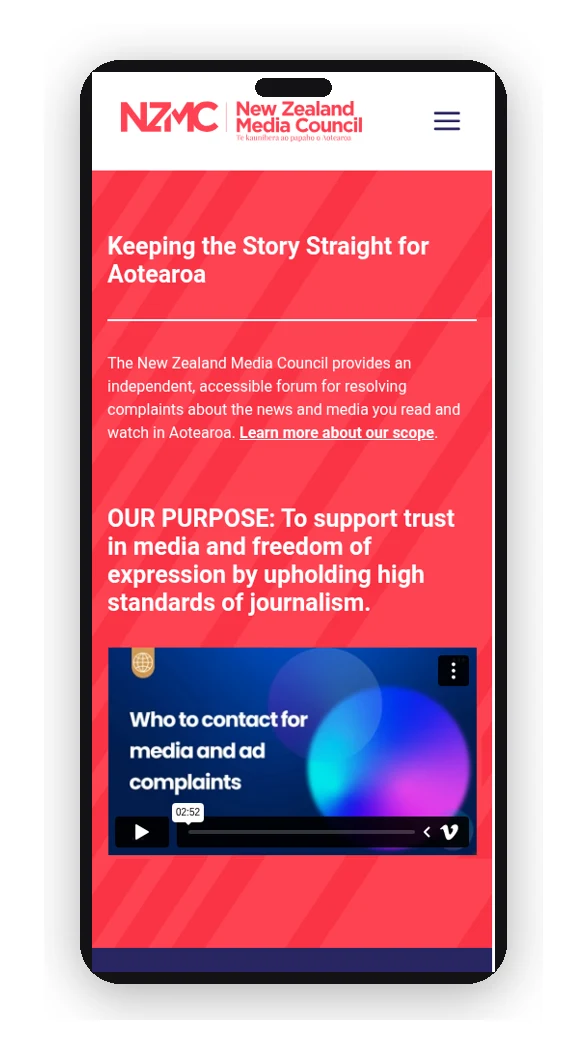 Media Council website on a phone