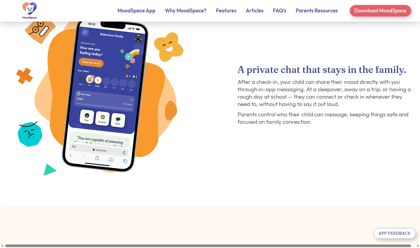 Private family chat in MoodSpace