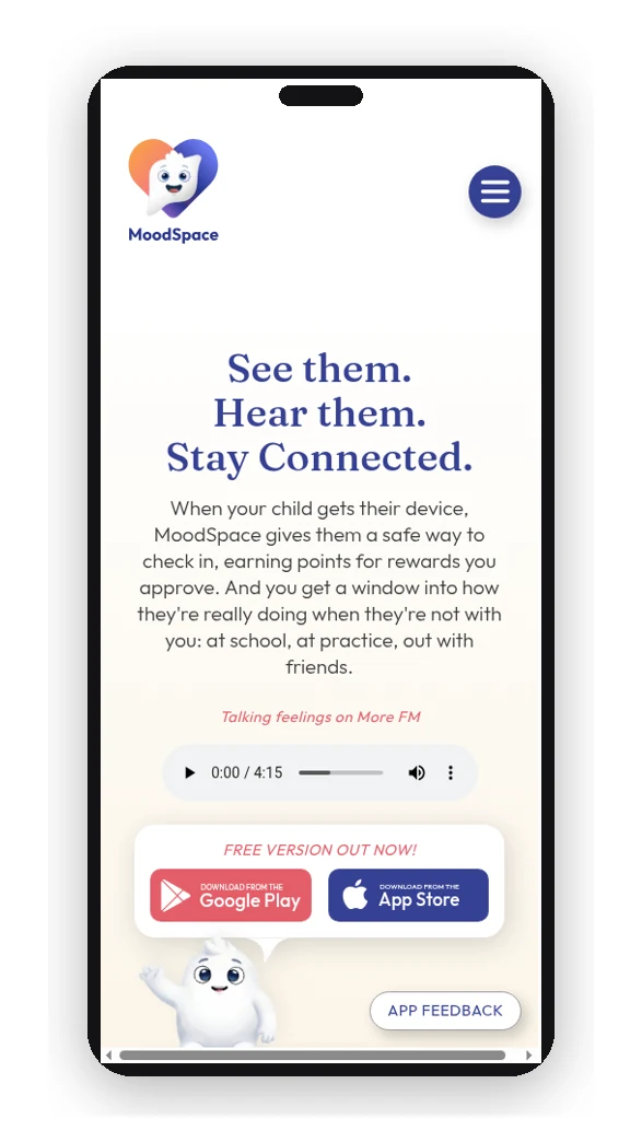 MoodSpace website on a phone