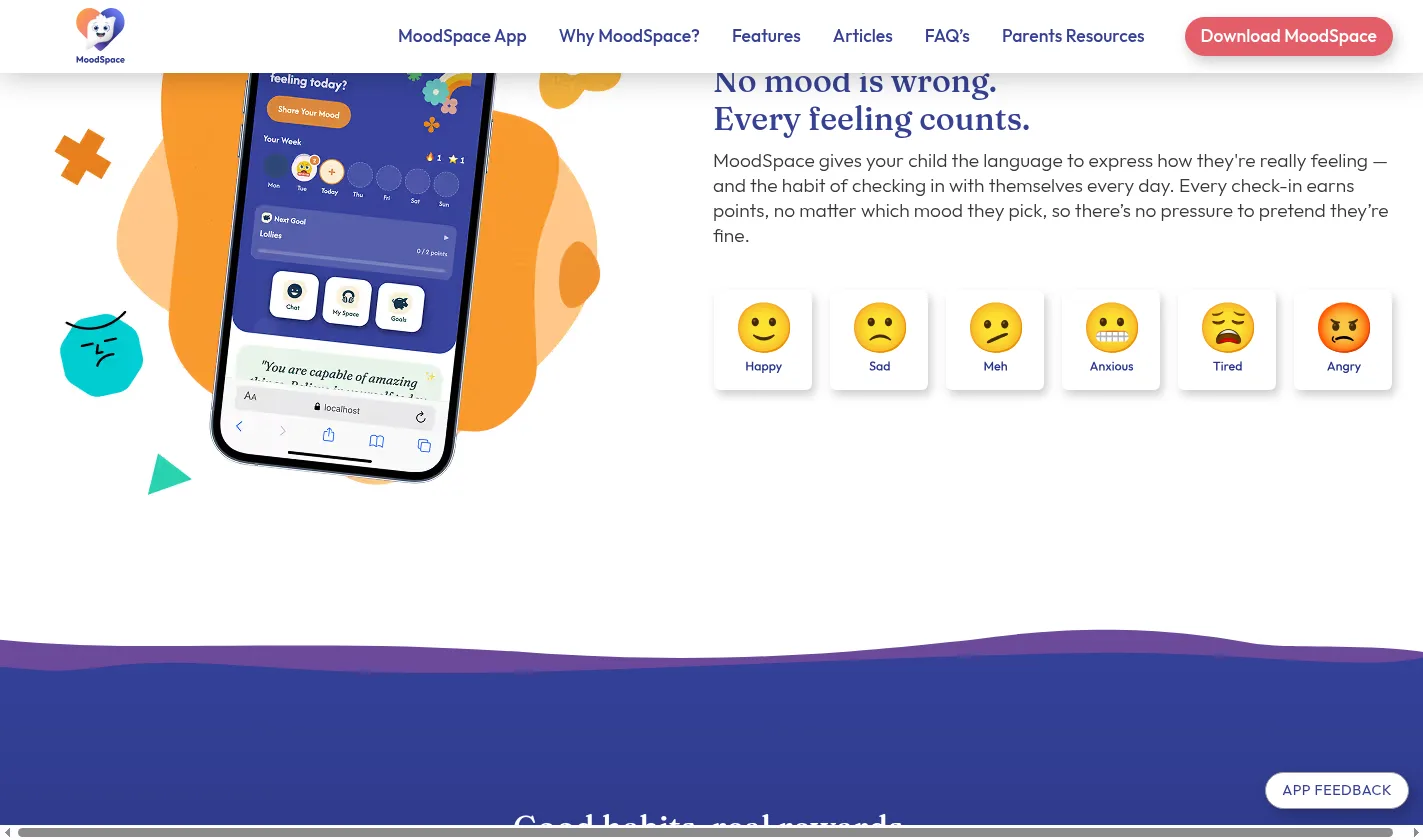 The six MoodSpace moods on the website