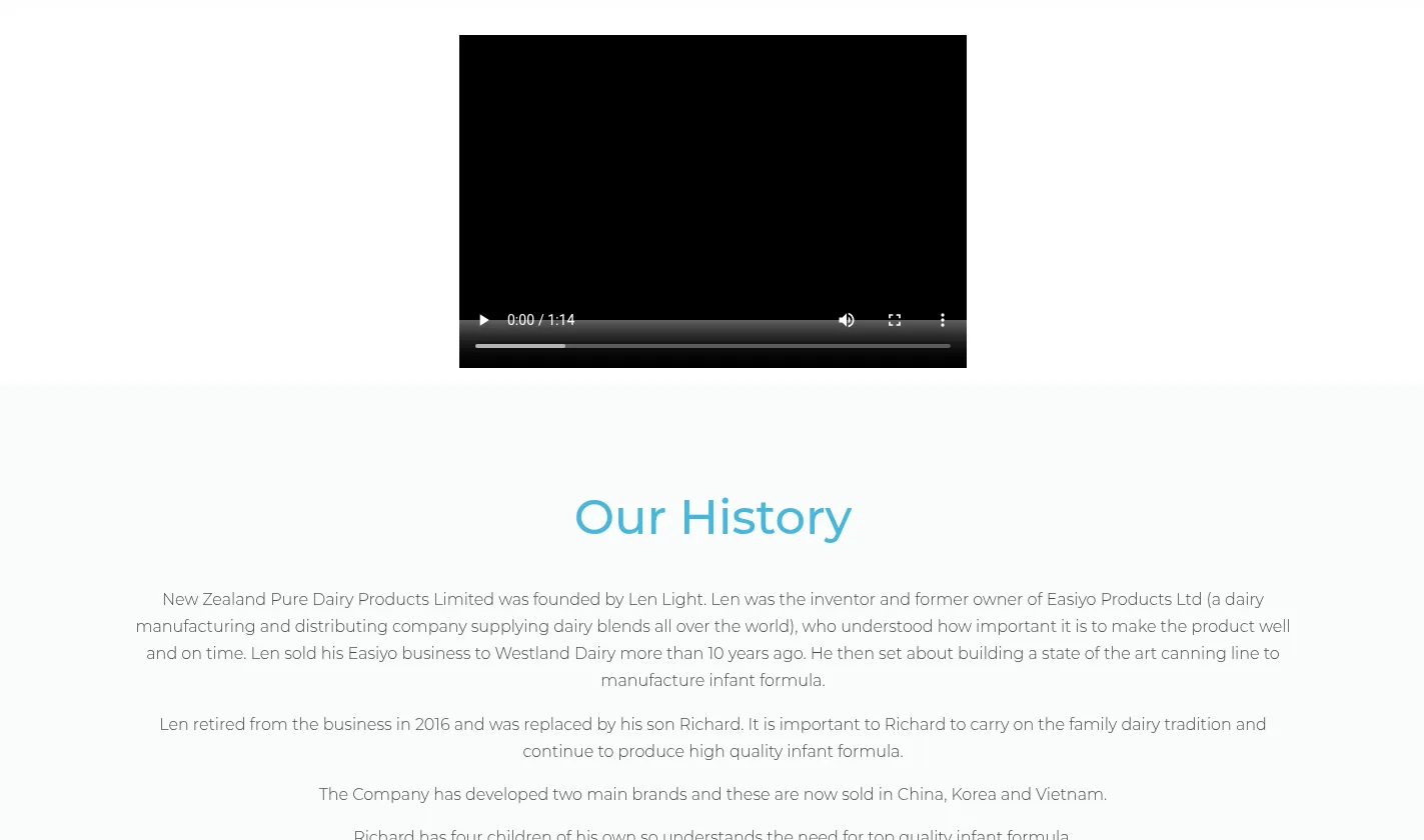 NZ Pure Dairy company timeline