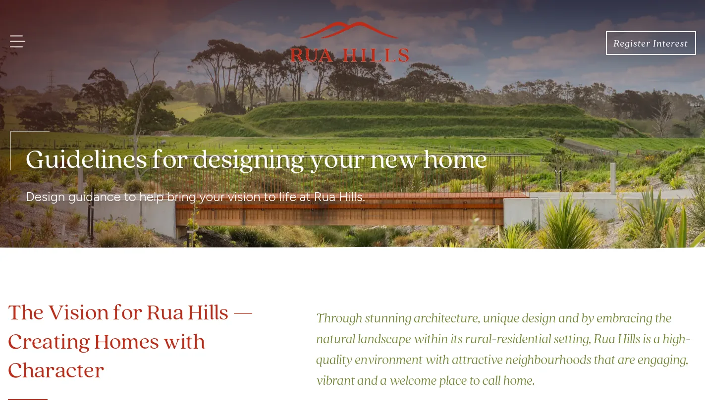 Rua Hills design guidelines page