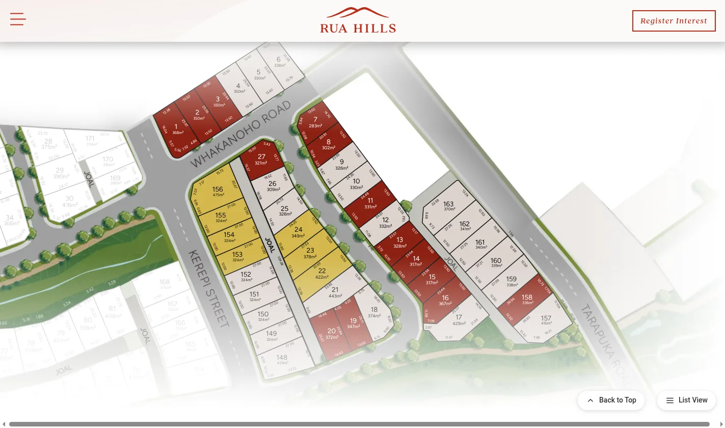 Rua Hills Stage 1 interactive section map