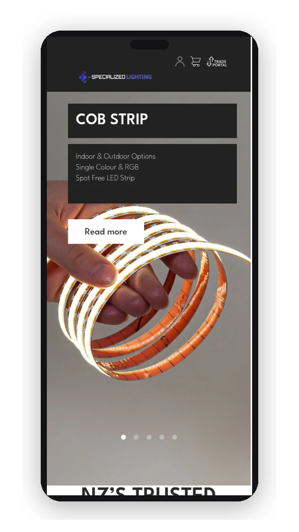 Specialized Lighting Concepts website on a phone