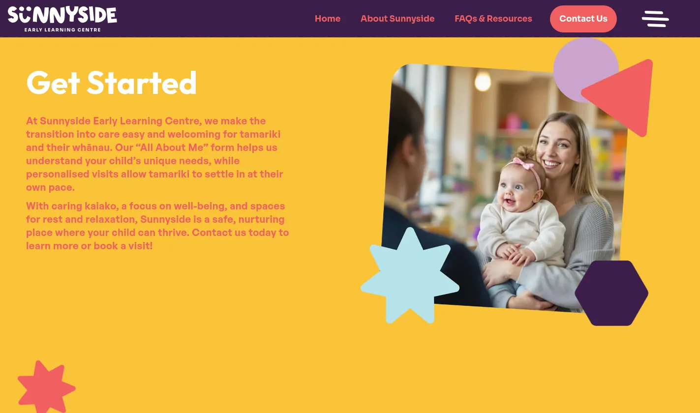 Sunnyside get started page