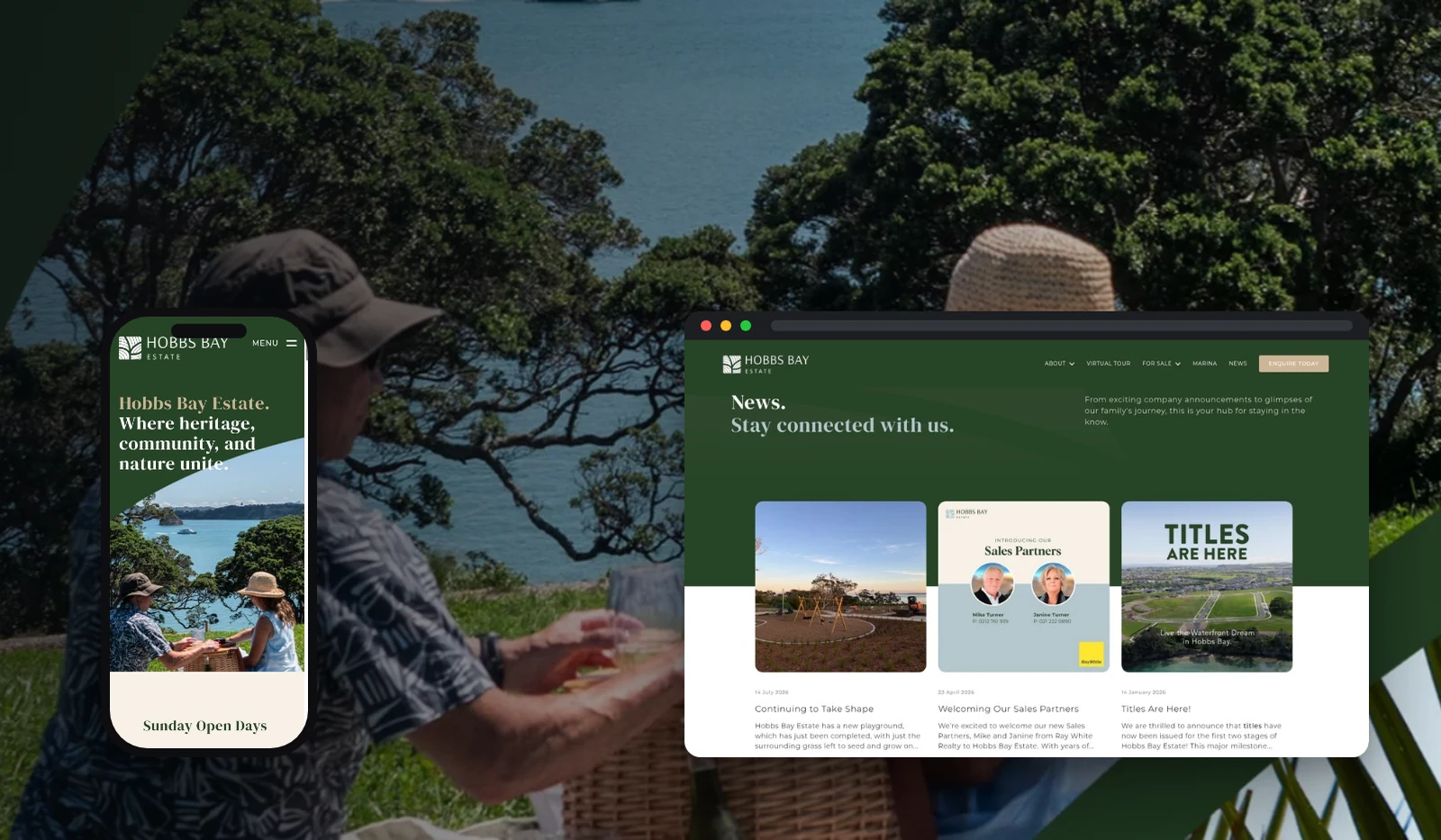 Hobbs Bay Estate website designed by Fuel Design