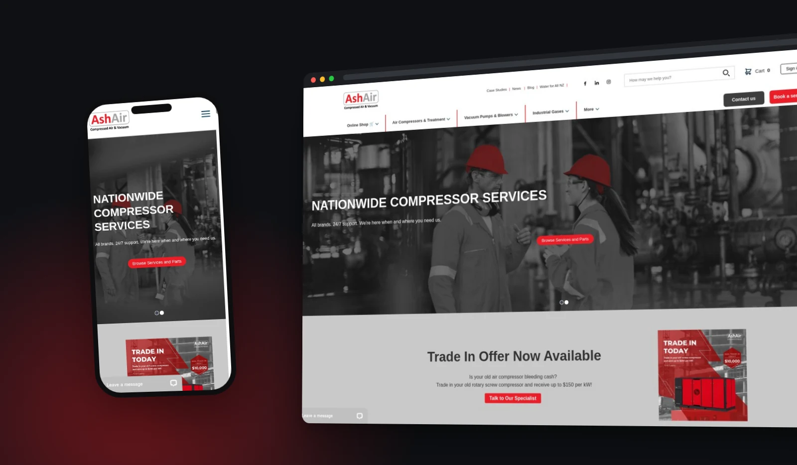 Ash Air website designed by Fuel Design