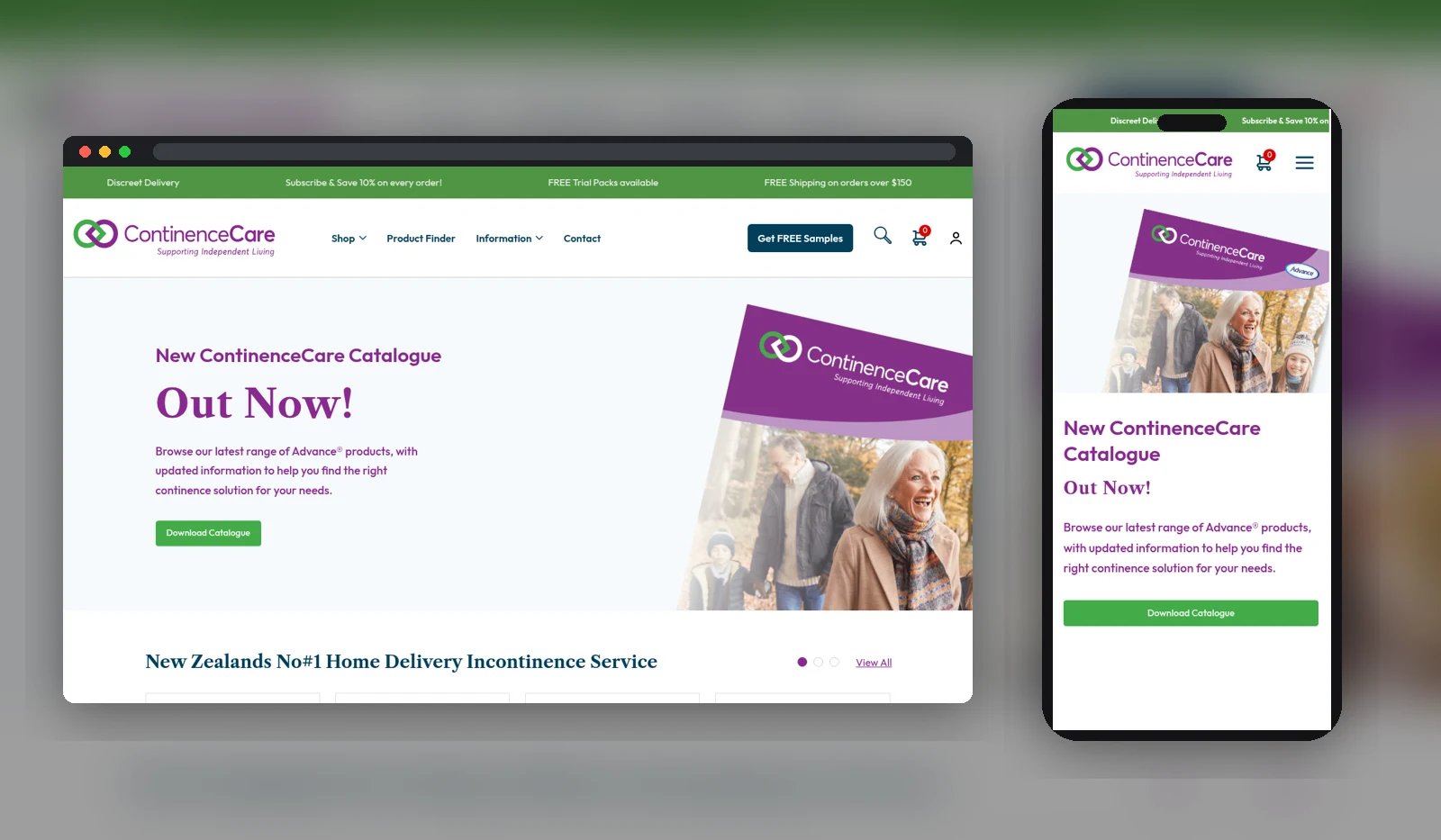 Continence Care website designed by Fuel Design