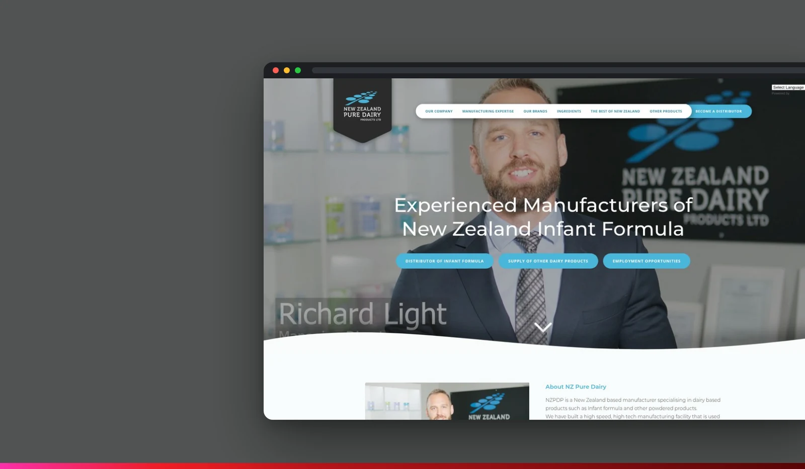 NZ Pure Dairy website designed by Fuel Design