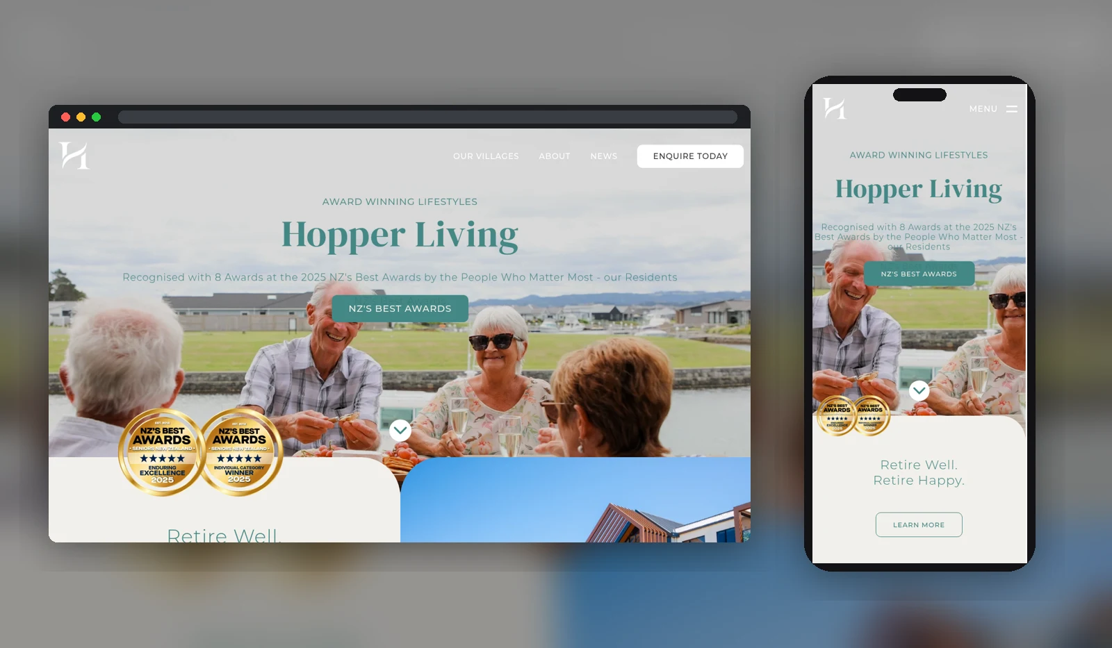 Hopper Living website designed by Fuel Design