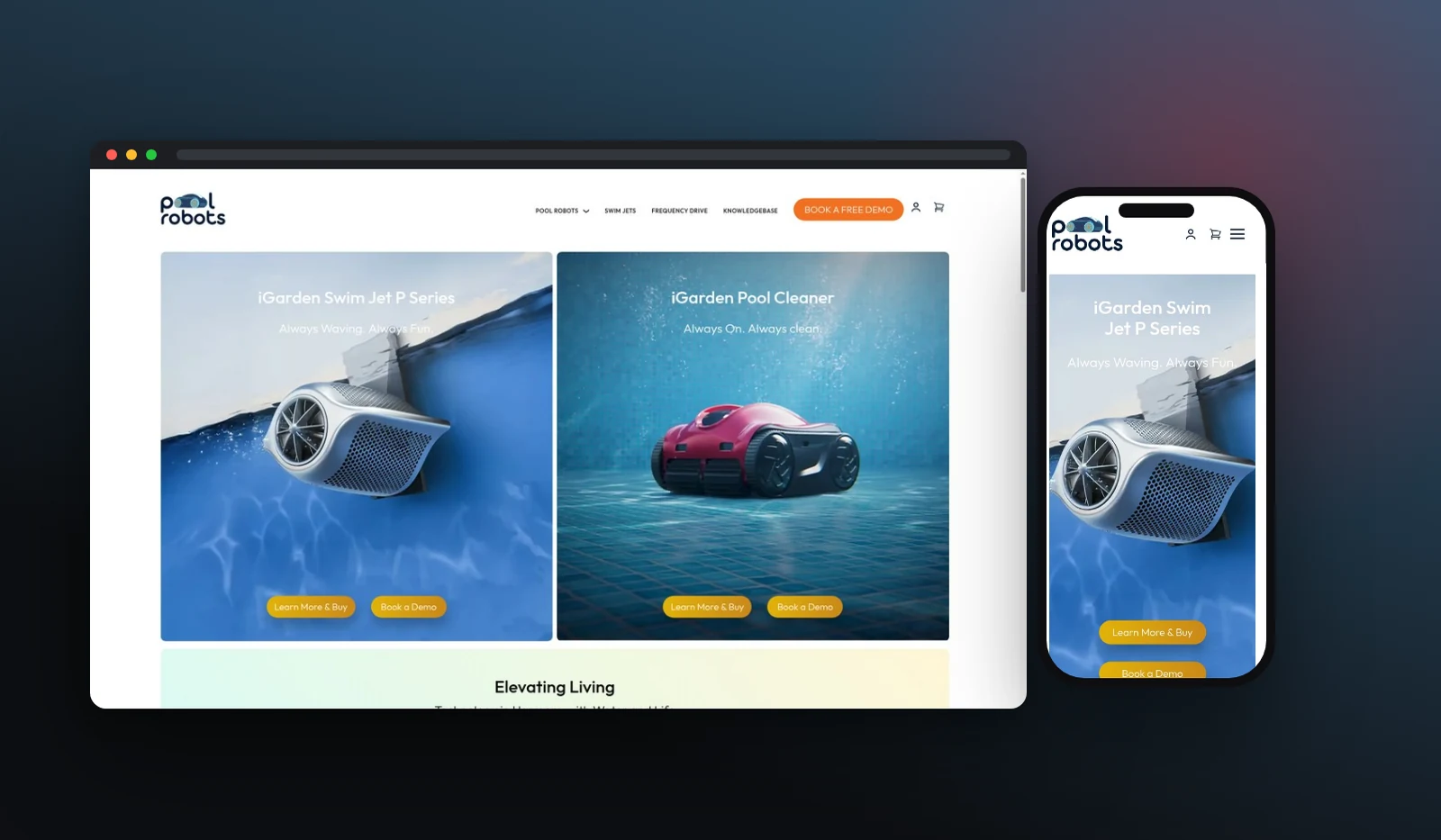 Pool Robots website designed by Fuel Design