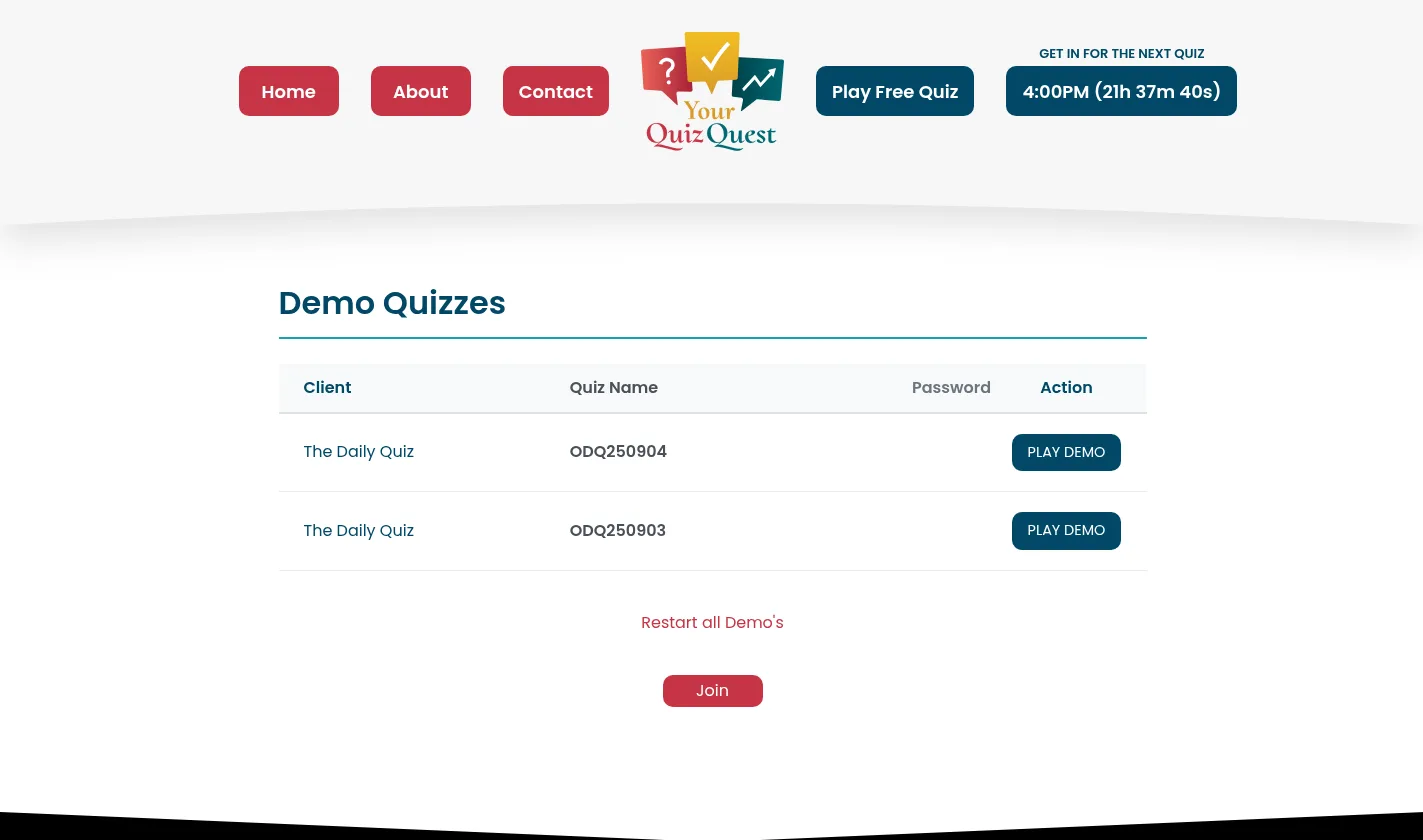 Your Quiz Quest play screen